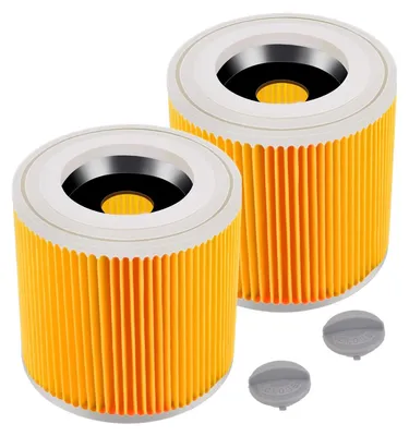 Two vacuum cleaner filters are shown against a white background.