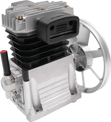 Produktbild von Luftkompressorkopf - Zweizylinder - 3 PS - 960 U/min - 420 L/min - Max 10 Bar - Mit Schalldämpfer - 13,7 x 14,2 cm - Silber