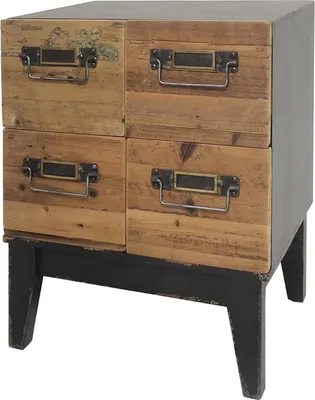 Produktbild von Kommode Imelda 4 Schubladen Industrial Stil 44x55x33 cm (B x H x T) mit Etiketteneinschüben