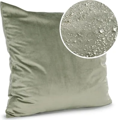 Produktbild von Dekokissen 50x50cm Kissenhülle mit Reißverschluss Sofakissen mit Füllung Einfarbig Samt Uni Olivgrün