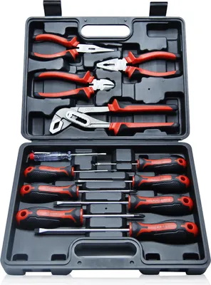 Produktbild von CCLIFE Zangenset 12tlg Zangensatz mit Schraubendreher inkl. Kombizange Spitzzange Seitenschneider Wasserpumpenzange Schlitz-Schraubendreher, Kreuzschlitz-Schraubendreher, Spannungsprüfer