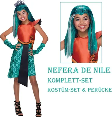 Produktbild von Nefera de Nile Kinder Kostüm & Perücke (Monster High) Größe: M / 122-128 (5-7Jahre)
