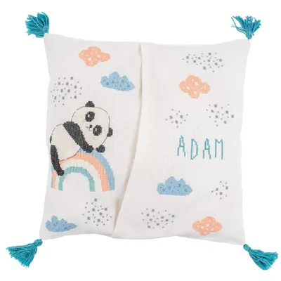 Obrázok produktu pre Súprava na vyšívanie krížikom Vervaco "Panda na dúhe", počítaný vzor, 30x30cm