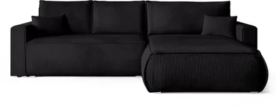 Produktbild von BroMARKT Ecksofa HAVANA Schlaffunktion Bettkasten L-Form 120x236 cm Schwarz