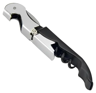 Kurkentrekker aus Edelstahl, multifunktional, schwarz, 12,2 cm