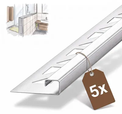 Produktbild von Dalsys 5x Fliesenschiene Eckprofil 250cm x 10mm Edelstahl gebürstet