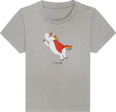 Produktbild von Mr. & Mrs. Panda Babyshirt Einhorn Geburtstag 12. - 18. Monat - Heather Grey - Geschenk, Held, Kleinkind Shirt,  Baby T-Shirt, Oberteil, Einhörner, Unicorn, Organic