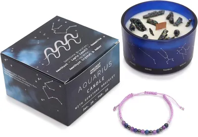 Productafbeelding van Sterrenbeeldkaars met natuurstenen en armband van halfedelstenen in geschenkdoos, geurkaarsen, aromatherapie