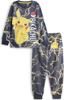Produktbild von Pokemon - Schlafanzug mit langer Hose für Jungen Langärmlig NS8811 (110) (Marineblau)
