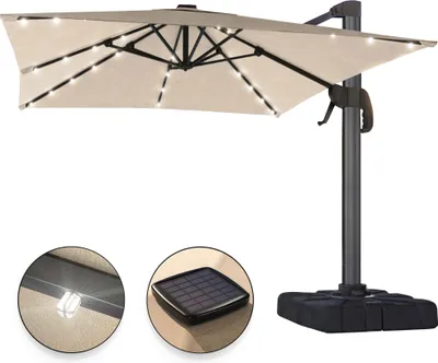 Produktbild von SUN LUIS | Sonnenschirm | Quadratisch | B:T 300 x 300 cm | Taupe | LED | Ampelschirm, Marktschirm, Gartenschirm