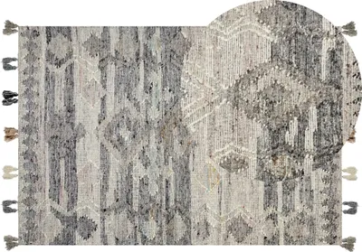Produktbild von BELIANI Kelim-Teppich Mehrfarbig Wolle und Baumwolle 160 x 230 cm mit Quasten Geometrischem Muster Handgewebt Boho für Fußbodenheizung Geeignet