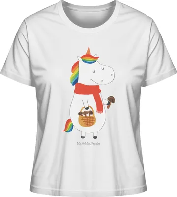Produktbild von Mr. & Mrs. Panda Oberteil Damen Einhorn Pilz Größe M - Weiß - Geschenk, T-Shirt Kurzarm, Unicorn, Pilze, Motivation, Shirt, Spruch, Einhörner, Kurzarmshirt