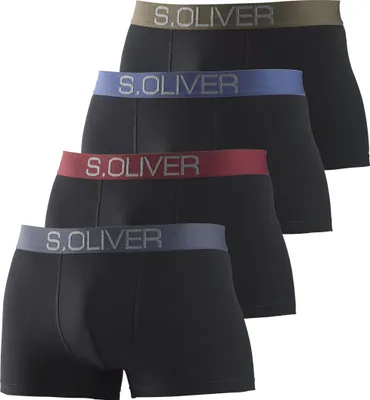 Produktbild von s.Oliver Boxer Boxershorts für Herren 4 -teilig schwarz-khaki / schwarz-bordeaux / schwarz-blau / schwarz-grau Größe S