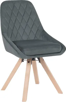 Produktbild von WOLTU Esszimmerstuhl drehbar, Drehstuhl, Küchenstuhl, Polsterstuhl mit Samtbezug, Wohnzimmerstuhl, Design Stuhl, Beine aus Buchenholz, dunkelgrau
