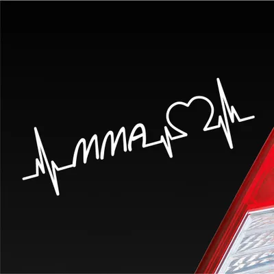Produktbild von Auto Aufkleber MMA Herzschlag Kampfsport Wettkampf Sport Liebe 19x6 cm Weiss Matt Sticker Heckscheibenaufkleber