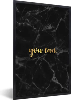 Produktbild von MuchoWow® Gerahmtes Poster Zitate - Motivation - Gold - Marmor 20x30 cm - Poster mit Schwarzem Bilderrahmen Wandposter Rahmen Foto Bilder - Drucken - Bilder Poster im Rahmen