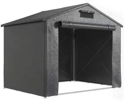 Produktbild von Zeltgarage 2,5x1,8 m Wasserdicht Garagenzelt mit aufrollbarer Reißverschlusstür Belüftungsfenster Dunkelgrau