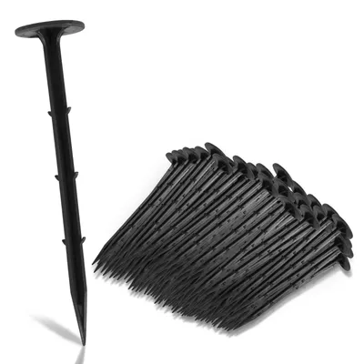 Produktbild von Jayseuw 400x Erdanker, Länge: 16cm, Ø 5mm, Nagelkopfdurchmesse Ø 3,5 cm, Zeltheringe, Heringe, Befestigungsanker für Gartenvlies Unkrautvlies, Plastik