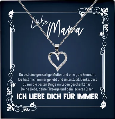Produktbild von 22Feels Echt Silber Halskette - Mama Geschenk Mutter Frauen Schmuck Set Muttertag Geburtstag Weihnachten - Herz Anhänger, Karte