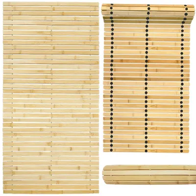 Produktbild von Badematte aus Holz, Saunamatte, Rollmatte, Fußmatte aus Bambus, 100 x 50 cm, Saunamatte, Rollmatte, Saunamatte/Badematte, Holz (100 x 50, Bambus, 2, 100 x 50)