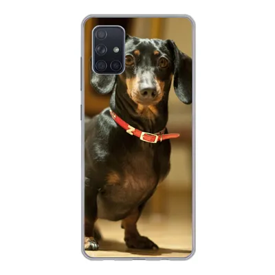 Produktbild von MuchoWow® Handyhülle Schutzhülle Hülle für Samsung Galaxy A71 Porträt eines schwarzen Dackels Silikon Softcase Handy Hülle - Kartenbesitzer