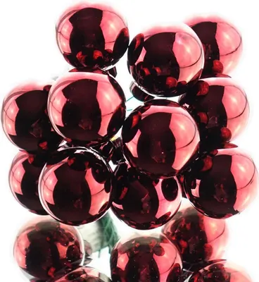 Produktbild von Mini-Weihnachtskugeln Ox Blood am Draht glänzend Ø 2,5 cm aus Glas - 12er Set