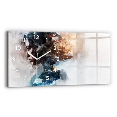 Produktbild von Wallfluent Wanduhr – Stilles Quarzuhrwerk - Uhr Dekoration Wohnzimmer Schlafzimmer Küche - Zifferblatt - weiße Zeiger - 60x30 cm - Die Vergangenheit auf dem Hinterkopf