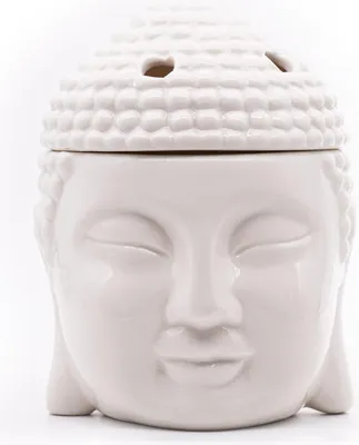 Produktbild von Candle Brothers Teelicht Duftlampe, Buddha Deko, Keramik Aromalampe, HxBxT: 16x12,5x13 cm, Wohnaccessoire, Weiß