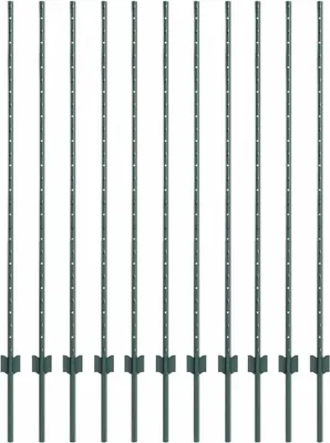 Produktbild von vidaXL Zaunpfosten 11 pcs Grün 140 cm Stahl