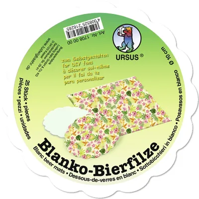 Produktbild von Bierfilze blanko 10cm mit Wellenrand VE=25 stück weiß
