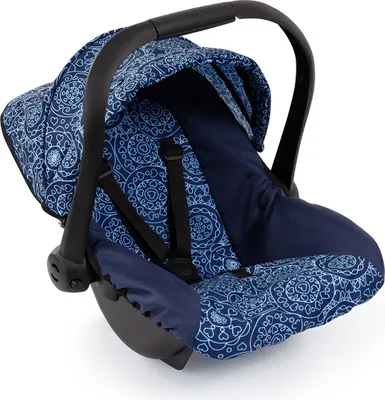 Produktbild von Bayer Design 67903AA Puppenautositz mit Dach, verstellbarem Griff, Sicherheitsgurt, für Puppen bis 46 cm, blau