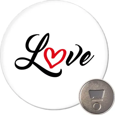 Produktbild von Huuraa Magnet Love Herz Hearth 59mm Kühlschrankmagnet rund Flaschenöffner Geschenkidee