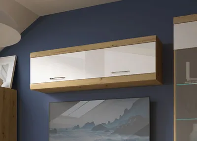 Produktbild von Hängeschrank "Essen" Wandschrank 140 cm artisan Eiche weiß Hochglanz MDF