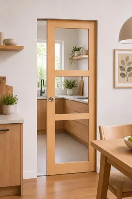 Immagine prodotto di Porta scorrevole in legno Ayous con vetro trasparente H204 x L83 cm, a scomparsa (senza kit di finitura) Gd Menuserie