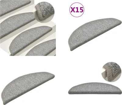 Produktbild von vidaXL Treppenmatten 15 Stk. Hellgrau 56x17x3 cm - Treppenmatte - Treppenmatten - Stufenmatte - Stufenmatten