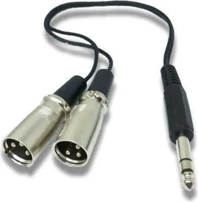 Obrázok produktu pre Audio kábel Y, 30 cm, AUX 6,35 mm TRS konektor na 2x XLR 3-pin konektory | System-S