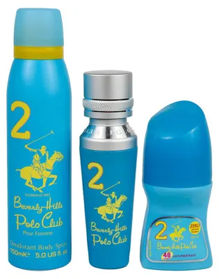 Zdjęcie produktu dla Zestaw Beverly Hills Polo Club: Nr 2, woda perfumowana, dla kobiet, 50 ml oraz Nr 2, antyperspirant, dezodorant w kulce, dla kobiet, 50 ml od 1982 r. Sport 2, Freshness, spray do ciała, 150 ml