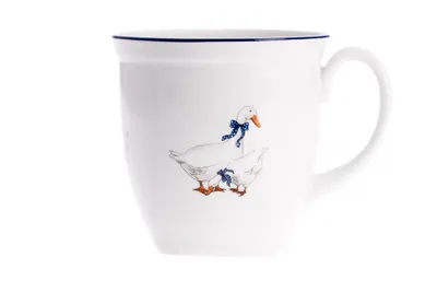Zdjęcie produktu dla Kwadratowy kubek 0,6 l, porcelana Carlsbad Leander Meadows, gęsi