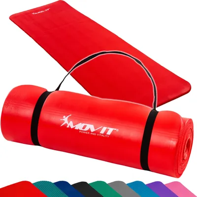 Produktbild von MOVIT Gymnastikmatte Pilates, Gymnastik, Yoga, Matte - hautfreundlich und , Yogamatte für Zuhause oder Unterwegs - 190x60x1,5cm, Rot