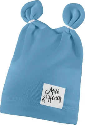 Produktbild von Kinder Beanie Strickmütze Mit Breiter Krempe Feinstrick Mütze Doppelt Gestrickt 42-44 Denim Pastell