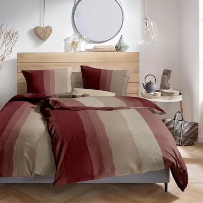 Produktbild von Hahn Biber Bettwäsche Fjella rot 135x200 cm + 80x80 cm