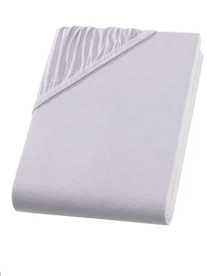 Produktbild von Premium Spannbettlaken 140x200 cm aus Baumwolle-Elasthan – hautsympathisch, elastisch & pflegeleicht – Steghöhe 30 cm – Silber
