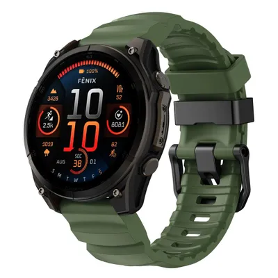 Produktbild von FFO2World TrailFit Silikonarmband – Passend für Garmin Fenix 5X/6X/7X/8 (51 mm), Enduro 1-3, Quatix 6X/7X – QuickFit 26 mm Sportarmband – Grün