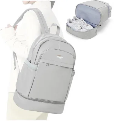 Image de Sac de sport pour femme avec compartiment à chaussures, petit format, gris clair
