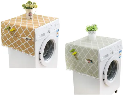 Produktbild von Kühlschrank Abdeckung, 2 Stück Waschmaschinenbezug Staubschutz Sonnenschutz Baumwolle Staub Cover Für Roller Waschmaschine Einzelne Tür Kühlschrank, 55x130cm