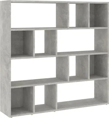 A freestanding bookshelf with multiple compartments against a white background.