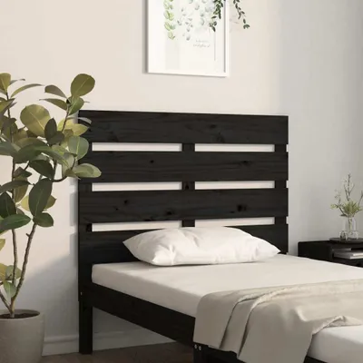 Zdjęcie produktu dla vidaXL Zagłówek łóżka czarny 100x3x80 cm z litego drewna sosnowego - Zagłówek - Zagłówki - Zagłówek łóżka - Zagłówek drewniany
