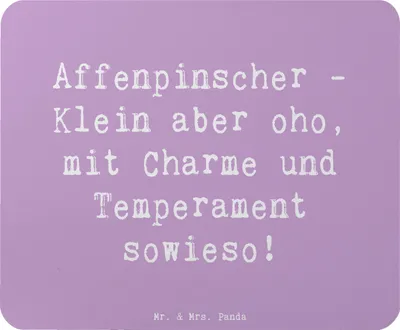 Produktbild von Mr. & Mrs. Panda Mousepad Spruch Affenpinscher Charme - Lavendeltraum - Geschenk, kleiner Hund, Mauspad, Sozialisierung, Hunderasse, Hunderassen Vielfalt, Charakter, pc
