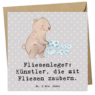 Produktbild von Mr. & Mrs. Panda doppelkarte Fliesenleger Künstler - Grau Pastell - Geschenk, Berufsalltag, Fliesen, Berufe, Handwerker, faltkarte, personalisierte Geschenke, Grußkarte