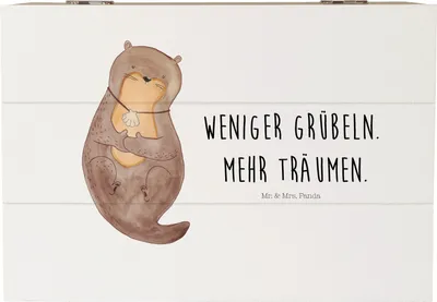 Produktbild von Mr. & Mrs. Panda Box Otter Muschel 22 x 15 cm - Weiß - Geschenk, Positiv, fotobox, Optimistisch, Motivation, Erinnerungskiste, Träumen, Kiste mit Deckel, Truhe, Seeotter